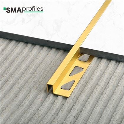 اسکوائر ایج برشڈ براس ٹائل ٹرم